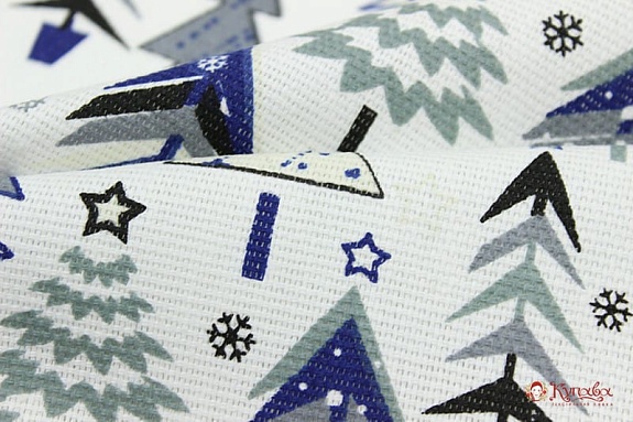 Рогожка "Скандинавские елочки", цв.синий, СОРТ2, ш.1.5м, хлопок-100%, 165гр/м.кв