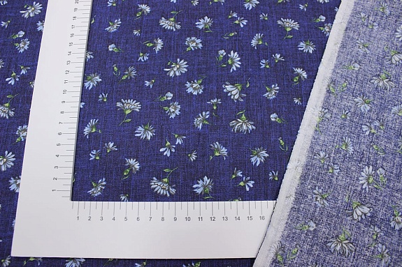 Мерный лоскут (ткань в отрезах) - Ситец "Василек на чернильно-синем", ш.0.8м, хл-100%, 100гр/м.кв