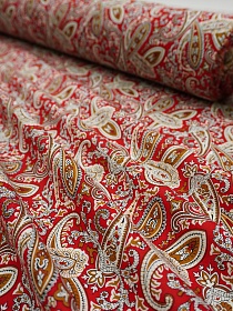 Импорт. хлопок "Пейсли феерия" цв.красный, ш.1.45м, хл-100%, 100гр/м.кв