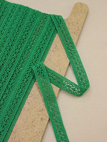 Кружево цв.изумрудно-зеленый, ш.15мм, хлопок-90%, п/э-10%, рис.099/31