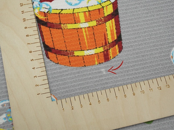 Вафельное полотно "Банька с вениками на сером", ш.1.5м, хлопок-100%, 160гр/м.кв