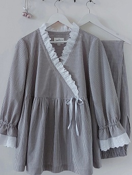 Домашний комплект из вареного хлопка в каменно-сером цвете