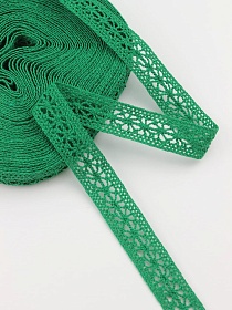 Кружево цв.изумрудно-зеленый, ш.15мм, хлопок-90%, п/э-10%, 10м, рис.099/31