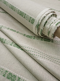 Полульняной жаккард "Родны кут-2" цв.травяной, (для рушников и полотенец), ш.2.07м, лен-49%, хл-51%, раппорт 45см
