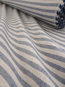 Полульняной перкаль постельный "Полоска (1см*1см)" цв.джинсово-синий меланж, (комп), СОРТ2, ш.2.2м, лен-30%, хл-70%, 120гр/м.кв