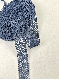 Кружево цв.винтажно-джинсовый, ш.27мм, хлопок-90%, п/э-10%, 10м, рис.101/21