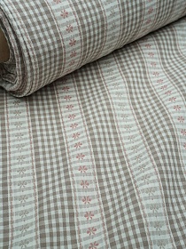 Вареный (стираный) хлопок "Вышивка-цветочки" цв.св.кофейно-серый, ш.2.5м, хл-100%, 150гр/м.кв