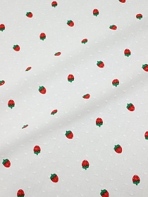 Фактурный хлопок "Шарики-землянички" цв.белый, ш.1.5м, батист, хл-100%, 80гр/м.кв