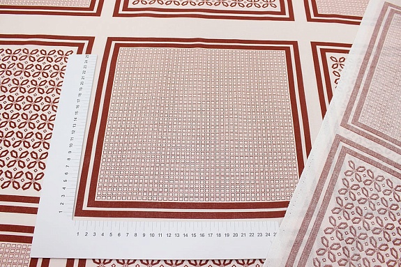 Ситец Крой носовых платков "Дамиан" цв.т.терракотовый, ш.1.35м, хлопок-100%, раппорт 63,5см