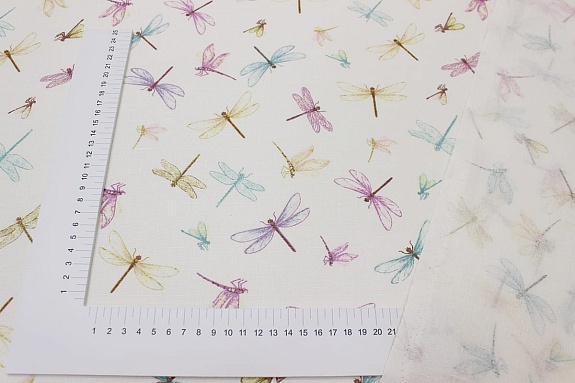 Полулен "Волшебные стрекозы", ш.2.2м, лен-30%, хлопок-70%, 140гр/м.кв