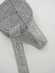Кружево цв.серый, ш.27мм, хлопок-90%, п/э-10%, 10м, рис.101/7