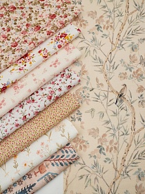 Набор тканей для рукоделия "Лен с вискозой Цифр.печать: Гармония природы", 45*30 см, 8 шт