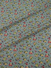 Штапель Премиум "Воздушные букетики" цв.т.голубая ель, ш.1.45м, вискоза-100%, 120гр/м.кв