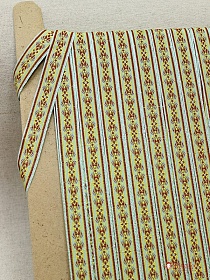 Жак.лента 18мм Желто-бордовый орнамент на мятном