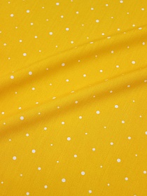 Штапель "Ассорти белого гороха" цв.желтая горчица, ш.1.45м, вискоза-100%, 90гр/м.кв 
