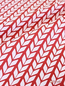 Рогожка Премиум "Вязание белое на красном", ш.1.5м, хлопок-100%, 200гр/м.кв