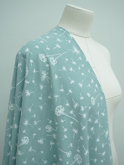 Теплый хлопок "Одуванчиковый ветер" цв.св.голубой мох, ш.1.45м, хлопок-100%, 115гр/м.кв