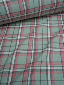 Фуле "Клетка" цв.морозная мята/розовый/белый, ш.1.45м, хлопок-100%, 155гр/м.кв