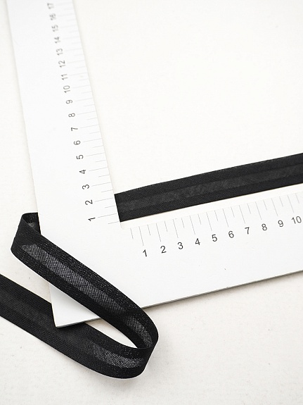 Косая бейка цв.Черный, ш.20мм, хлопок-100%