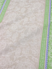 Мерный лоскут Холст полотенечный жаккард "Летний" цв.салатовый/синий, ш.0.5м, лен-30%, хл-70%, 210гр/м.кв