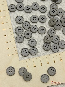 Пуговица пластмасса, цв.графит, 12мм, 4 отверстия