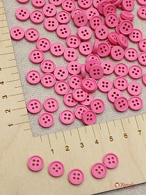 Пуговица пластмасса, цв.розовый интенсивный, 10мм, 4 отверстия