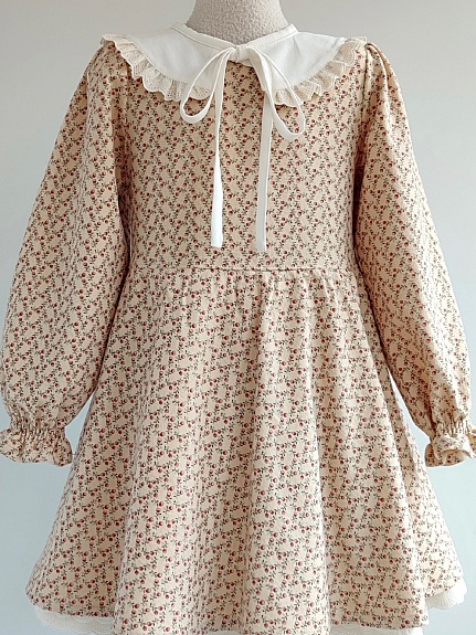Детское платье из теплого хлопка "Винтажная брусничка"