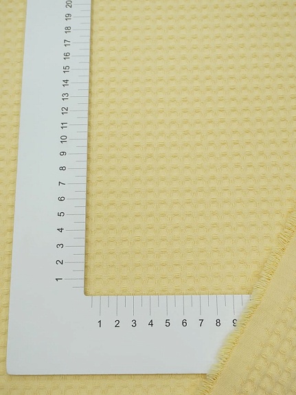 Вафельное премиум-полотно "Italy" цв.Соломенно-желтый, ш.1.5м, хлопок-100%, 245гр/м.кв