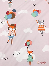 Поплин "Лисички на шарах", ш.2.2м, хлопок-100%, 115гр/м.кв