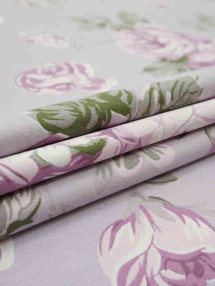 Сатин "Сливовые розы на сиреневой дымке", ГОСТ, ш.2.2м, хл-100%, 130гр/м.кв