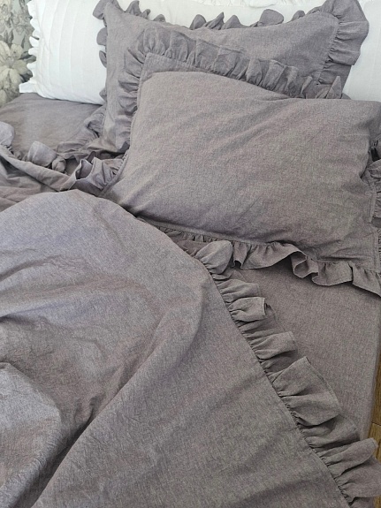 Постельное белье из вареного хлопка в пепельно-сером цвете