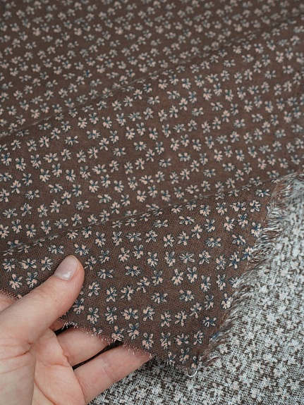 Теплый хлопок "Воздушные лютики" цв.кофейный, ш.1.45м, хлопок-100%, 150гр/м.кв