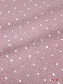 Мерный лоскут ( ткань в отрезах) Теплый хлопок "Звездопад" цв.пыльный розово-сиреневый, ш.1.5м, хлопок-100%, 160гр/м.кв