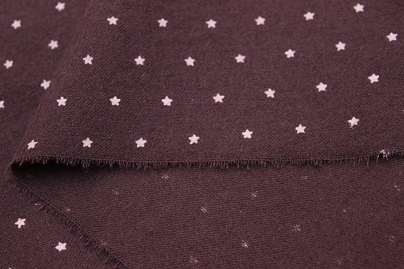 Теплый хлопок "Мелкие звезды на т.коричнево-лиловом", ш.1.51м, хлопок-100%, 150гр/м.кв