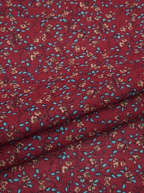 Хлопколен "Мелкие цветочки с веточками на бордовом", СОРТ2, ш.1.5м, лен-20%, хлопок-80%,130гр/м.кв
