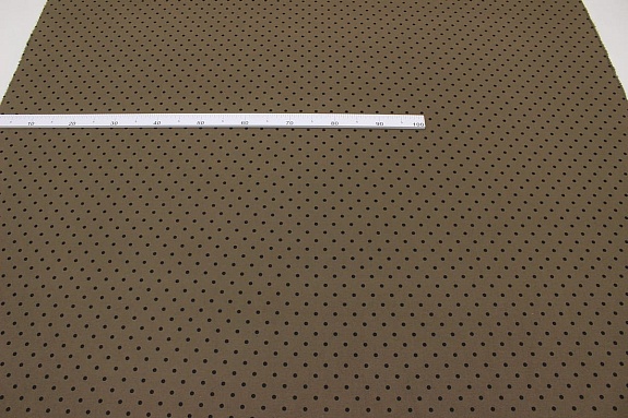 Теплый хлопок "Черный горох (6мм) на коричневом хаки", ш.1.49м, хлопок-100%, 160гр/м.кв