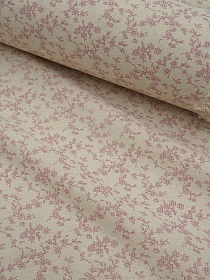 Хлопколен Цифр.печать "Туаль де Жуи - прованс цветы" цв.брусника (на суровом), ш.1.4м, лен-15%, хл-85%