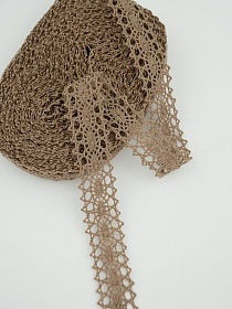 Кружево цв.песочно-коричневый, ш.19мм, хлопок-90%, п/э-10%, 10м, рис.047/9