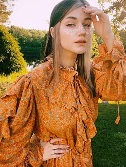 Платье из штапеля Премиум "Сказочные цветочки"