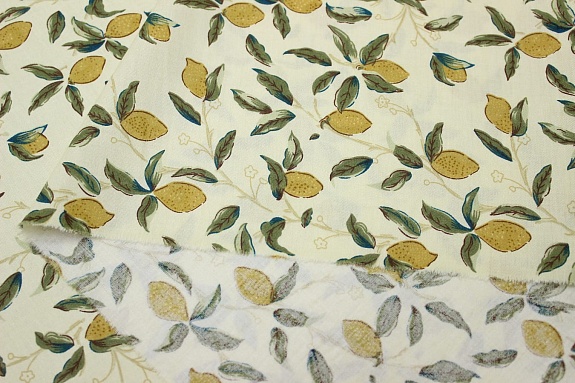 Сатин "Лимоны на веточках", ш.2.35м, хлопок-100%, 110гр/м.кв
