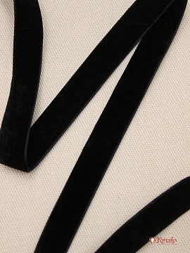 Лента бархатная двухсторонняя цв.Черный, ш.16мм, полиэстер-100%