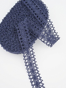 Кружево цв.темно-синий флер, ш.19мм, хлопок-90%, п/э-10%, 10м