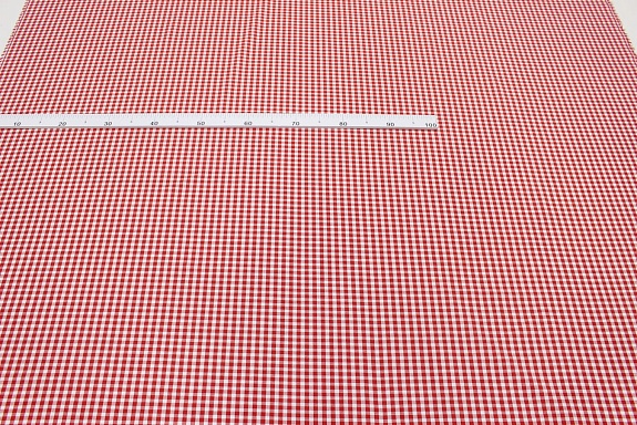 Пестрядь "Красно-белая средняя клетка", ш.1.5м, хлопок-100%, 150гр/м.кв