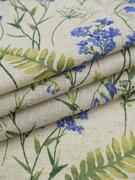 Полулен "Нежная незабудка" (на суровом), ш.1.5м, лен-30%, хлопок-70%, 140гр/м.кв