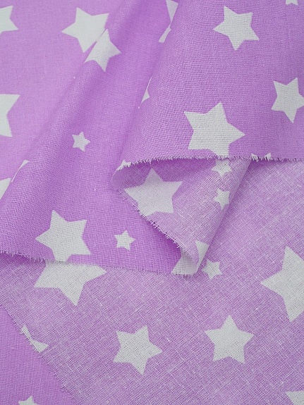 Перкаль "Звездный дождь" цв.розово-сиреневый, ш.1.5м, хлопок-100%, 105гр/м.кв