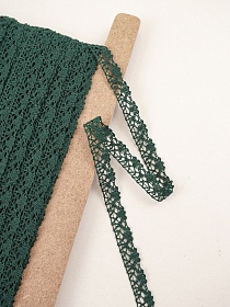 Кружево цв.темный хвойно-зеленый, ш.15мм, хлопок-90%, п/э-10%, рис.016/33