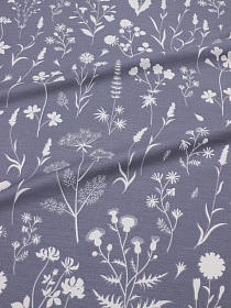Сатин "Ботаника - монохром" цв.сланцево-серый/белый, ш.2.35м, хлопок-100%, 120гр/м.кв