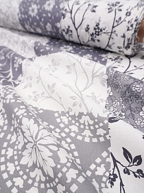 Бязь "Пэчворк весенний калейдоскоп" цв.серый, ш.1.5м, хлопок-100%, 142гр/м.кв