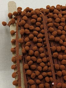 Тесьма "Помпоны" цв.коричнево-терракотовый, шир.тесьмы без помпона-8мм; помпон Ø-13мм, п/э-100%