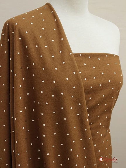 Теплый хлопок "Россыпь гороха на коричневом", ш.1.5м, хлопок-100%, 160гр/м.кв